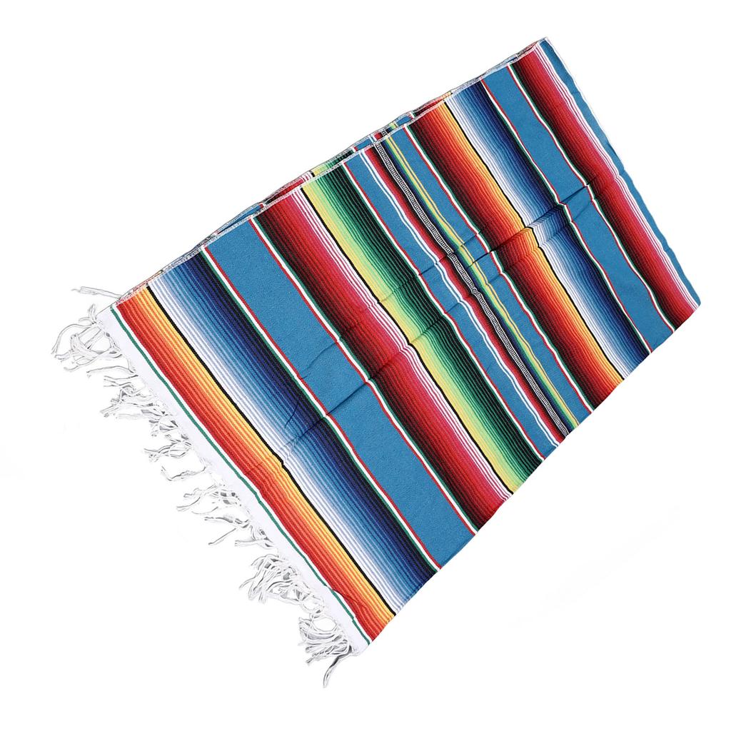 Mexican Table Runner 6.6ft Long 4.9ft Wide Bright Colors Soft Cotton Fringe Cotton Table Runner for Party Decoration