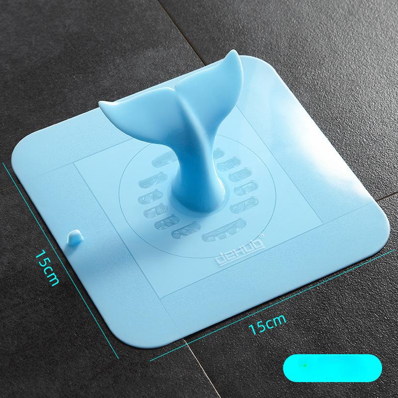 Blue Silicone Floor Drain Cover Home Bathroom Kitchen Sewer Deodorizer Sink Hair Filter Bathtub Cute Whale Water Plug Plugging