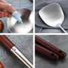 Chef's Kitchen Utensil Set: Extended Wooden Handle, 304 Stainless Steel Wok and Frying Spatula, Soup Ladle