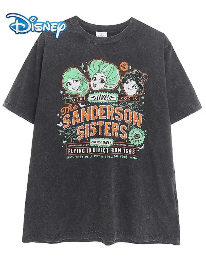 Disney Halloween Hocus Pocus Magic Princess Letter Cartoon Print TShirt Women Short Sleeve ONeck Unisex Tee Tops Streetwear S