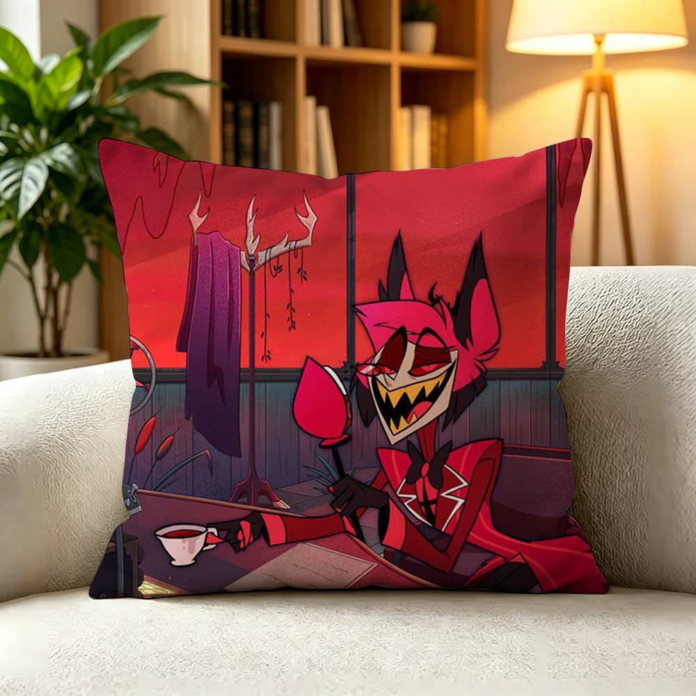 AAlastor Hazbin Hotel Graphic Pillow Case Square DoubleSided Sofa Cushion Cover Bedroom Bedside Pillow