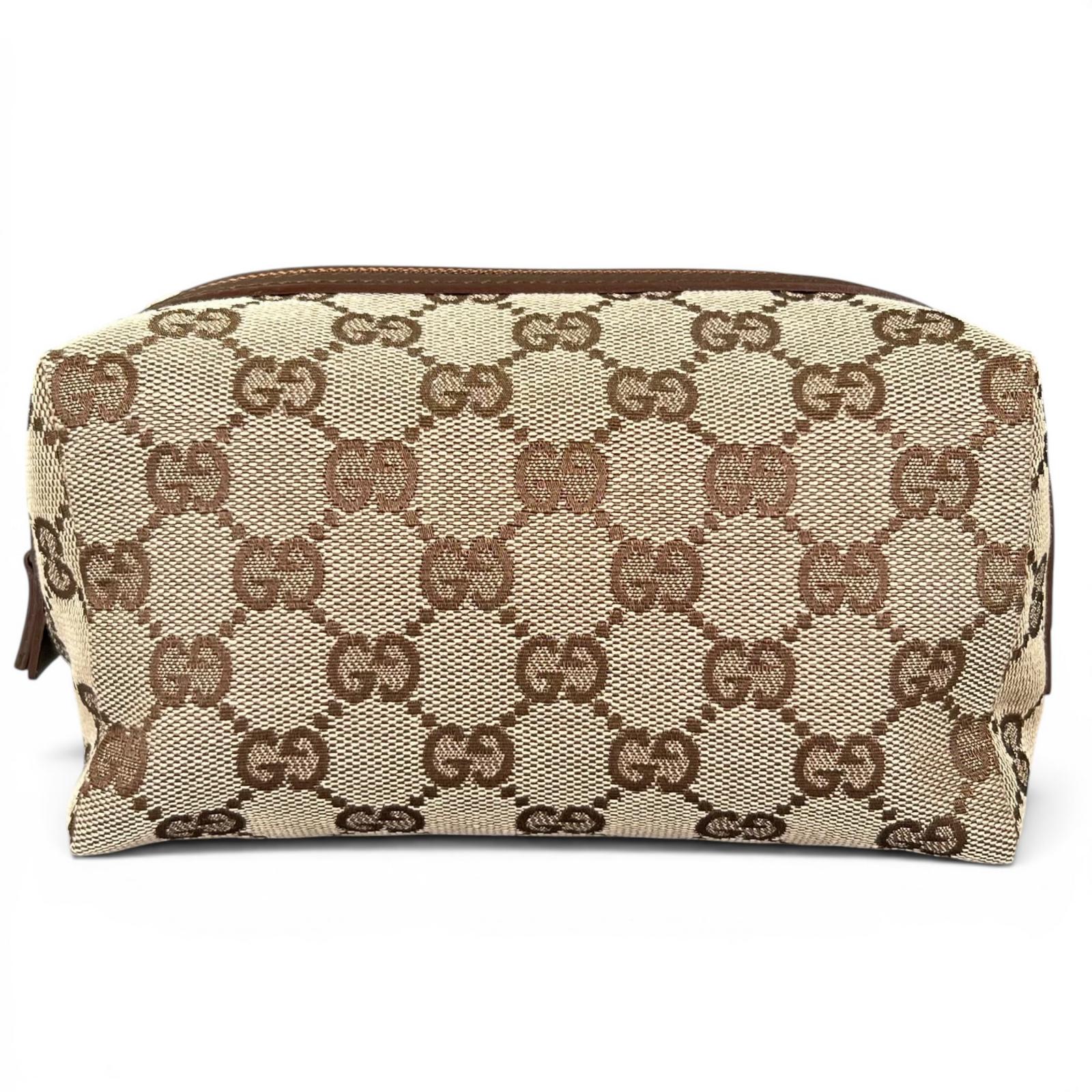 Pristine GUCCI Cosmetics Pouch GG pattern cosmetic pouch beige GG canvas Women Used
