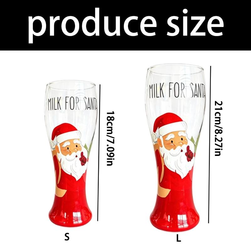 Christmas Milk Glass with Santa Print Holiday Cup for Table Display, Winter Hosting,Milk Service Indoors