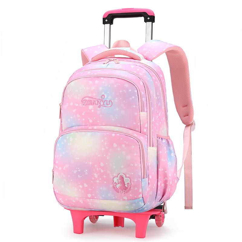 Kinderrugzak met Wielen Schooltassen voor Meisjes Trolleytas Schattige prinses Schooltas Roltassen Rugzak Kinder BOEKENRUGZAKKEN