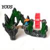 Aquarium Decoration Resin Spinning Waterwheel, Fish Tank Ornament, Mini Rockery Mountain Waterwheel Air Bubbler, Non-toxic Decor Aerating