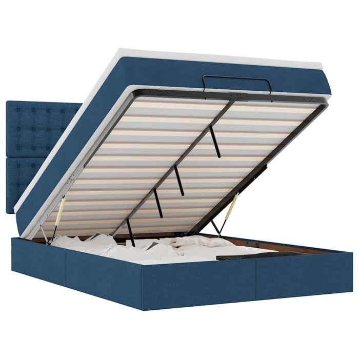 Maison Exclusive - Cadre de lit ottoman avec matelas bleu 140x200 cm tissu