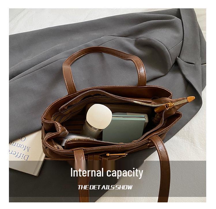 2025 Vintage Texture Tote Bag - Versatile European & American Design, Trendy Casual Women's Underarm Bag