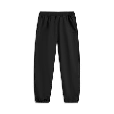 Li Ning Sports Trend Series Casual Simple Solid Color Tapered Knit Joggers Women Bottoms Black AYKV174-1