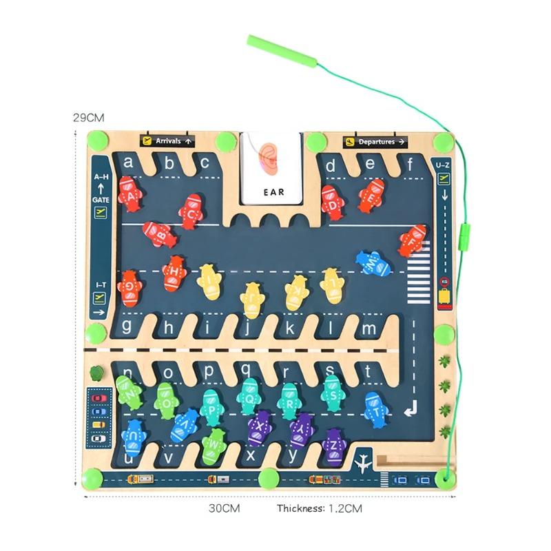 Magnetic Alphabet Board Montessori Magnetic Alphabet Maze Puzzle Parking Lot Puzzle For Children Preschool Magnetic Sorting Game