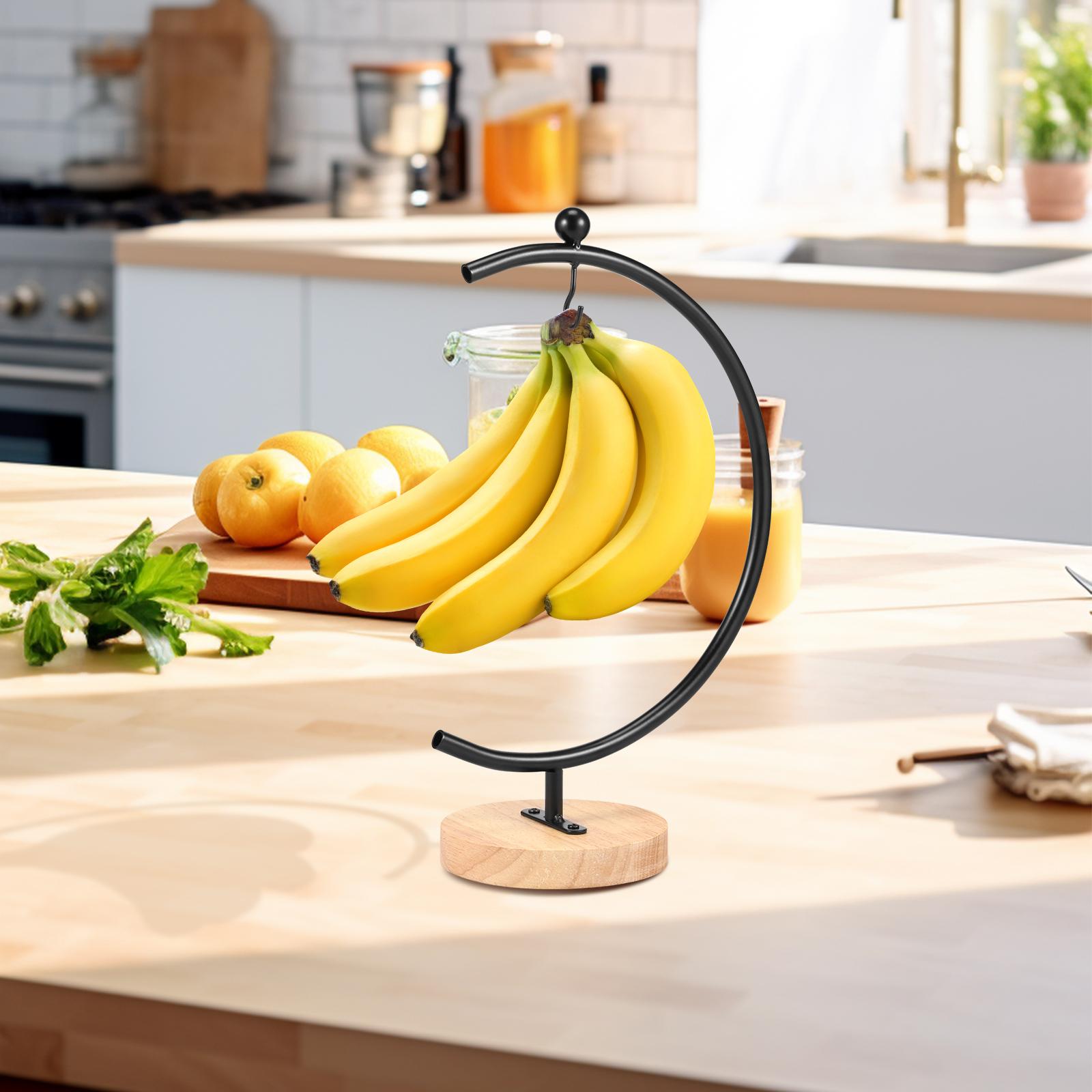 

Banana Holder Moon Shape Banana Hanger Rack Hook Creative Draining Accessories Holder Fruit Storage for Storage Countertop чёрный