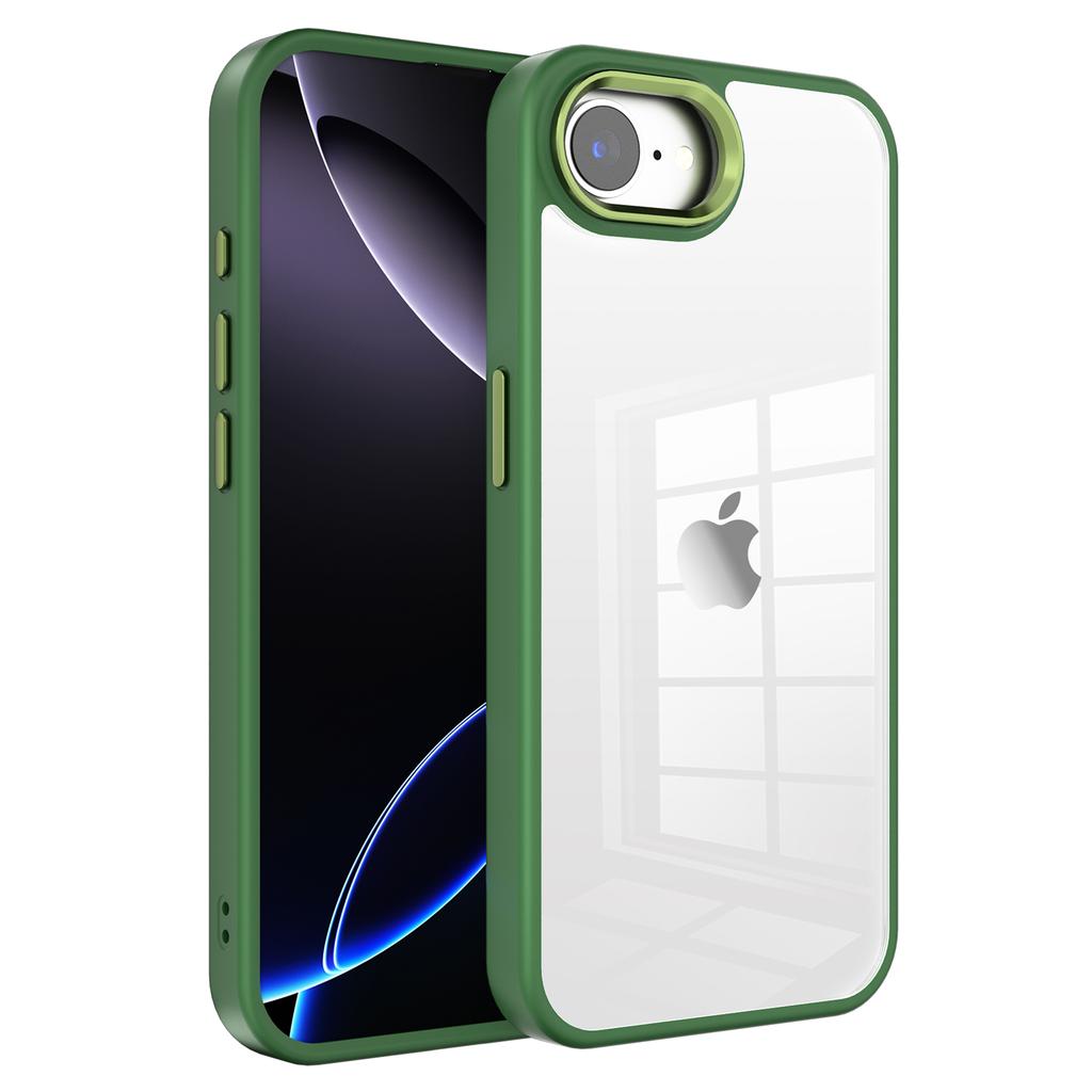 Für iPhone 16e Hülle TPU+PC Transparentes Handy-Rückcover mit Metallknopf