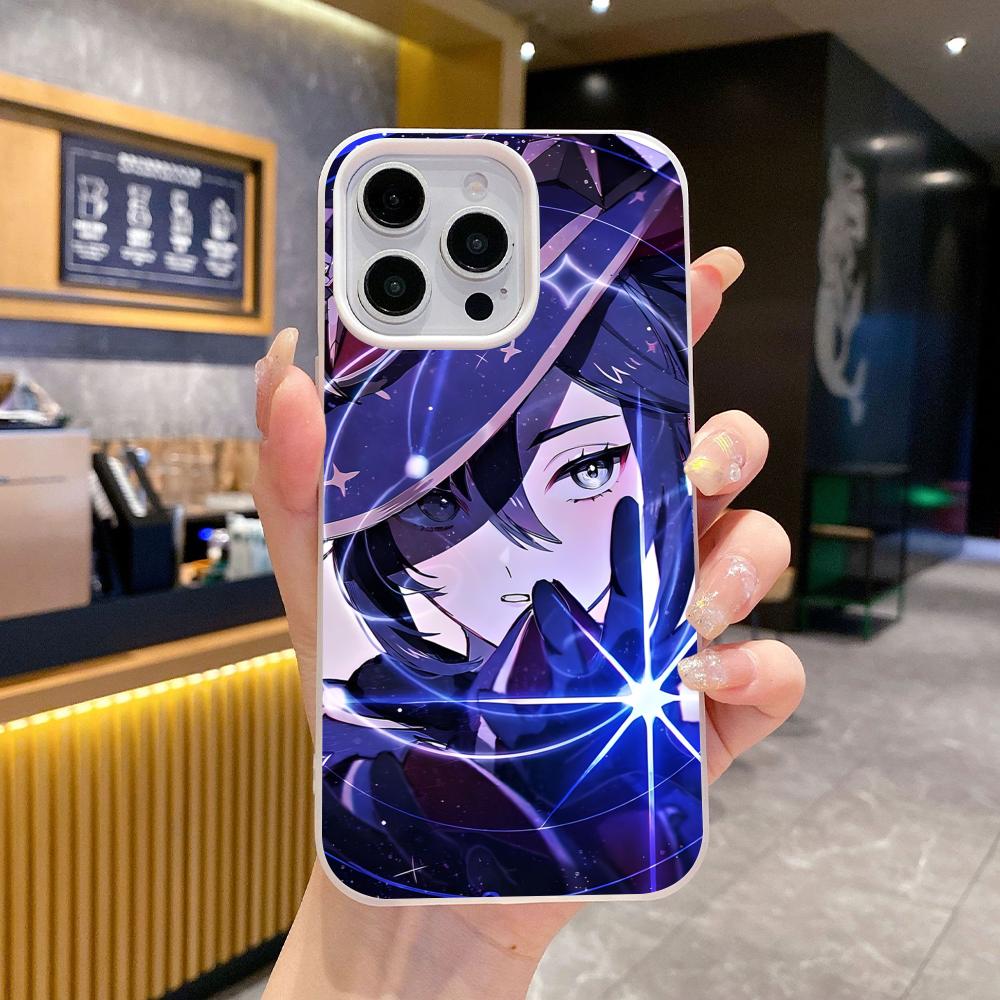 Game GI Mona Jelly Double layer White Mobile Phone Case for iPhone 17 16 15 14 13 12 11 Air Pro Max Plus Protective