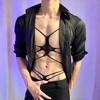 Men Plus Size Transparent Hollow Out Open Crotch Bondage Sexy Intimate Bodysuit