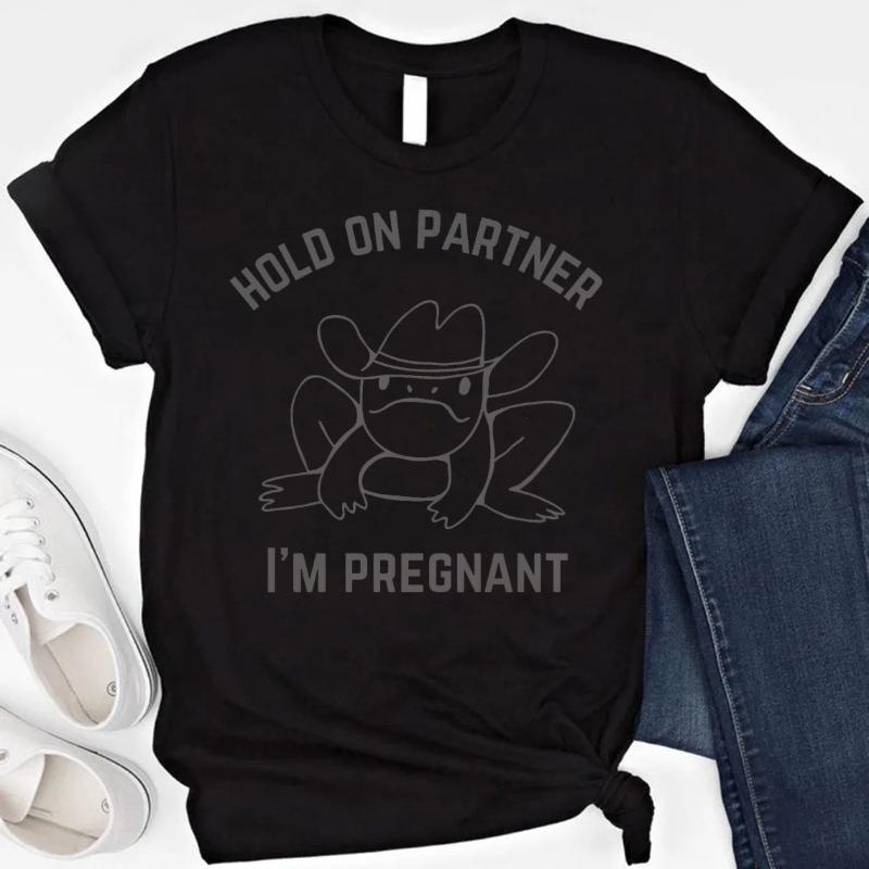 Funny Pregnancy AnnounceUnisext Cotton TShirt Western Frog Unhinged TShirt Pregnancy Reveal Shirt First Time Mom Gift Y2k Top S