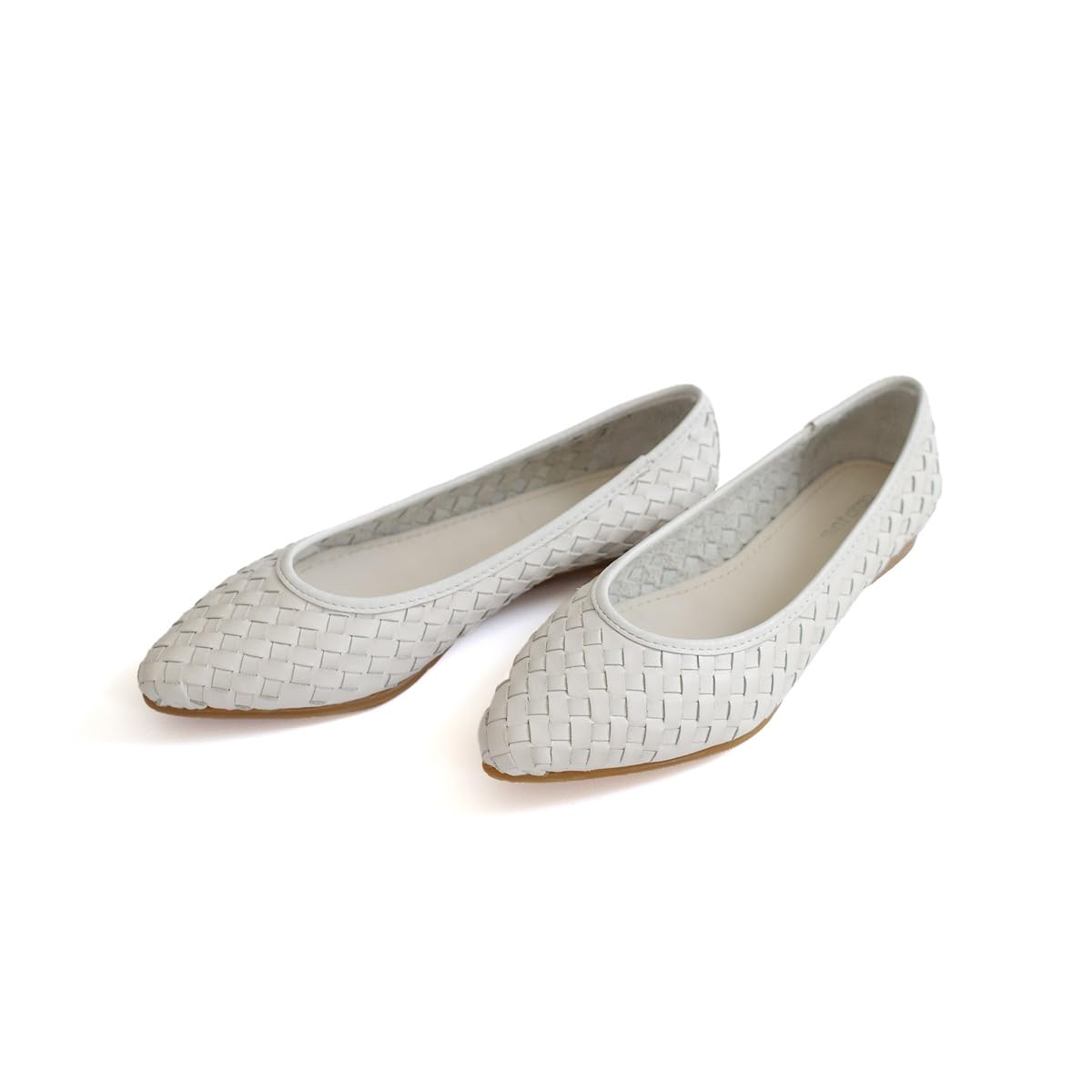 

genuine flat [AmiAmi] Pumps, leather, braided, women s shoes, black, white, (white, 23.5cm) PO-CR24 білий