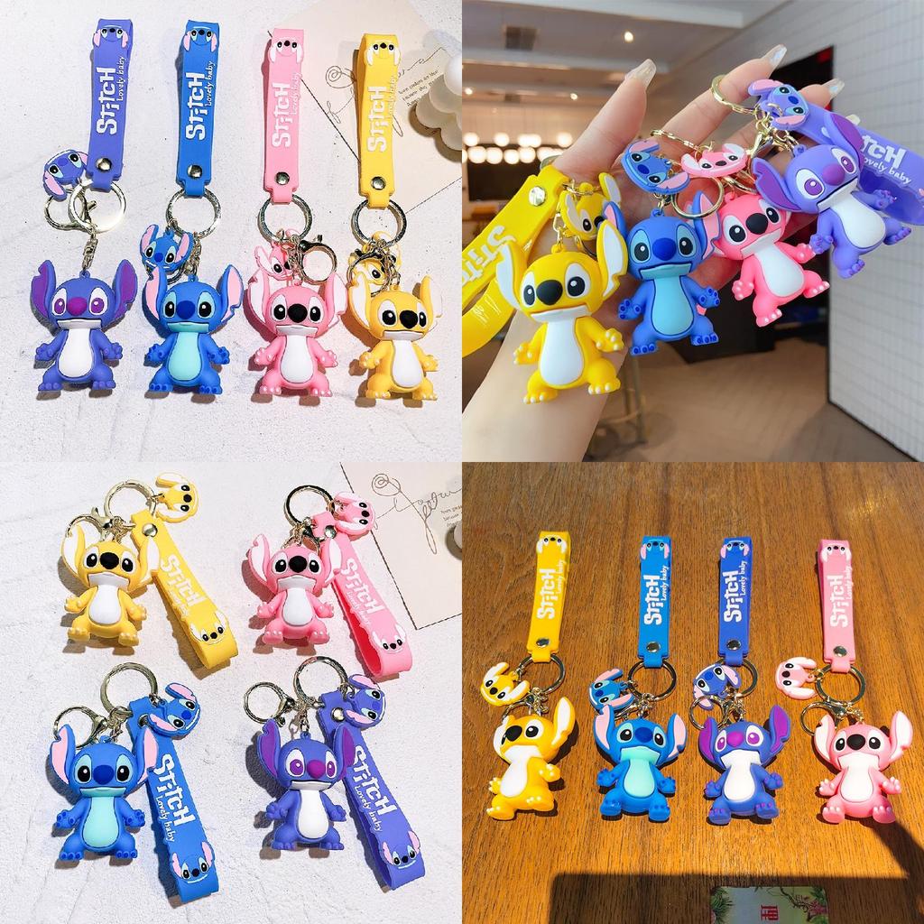 Niedlicher Cartoon Stitch Schlüsselanhänger Anhänger Weiches PVC-Material Einzelverpackung