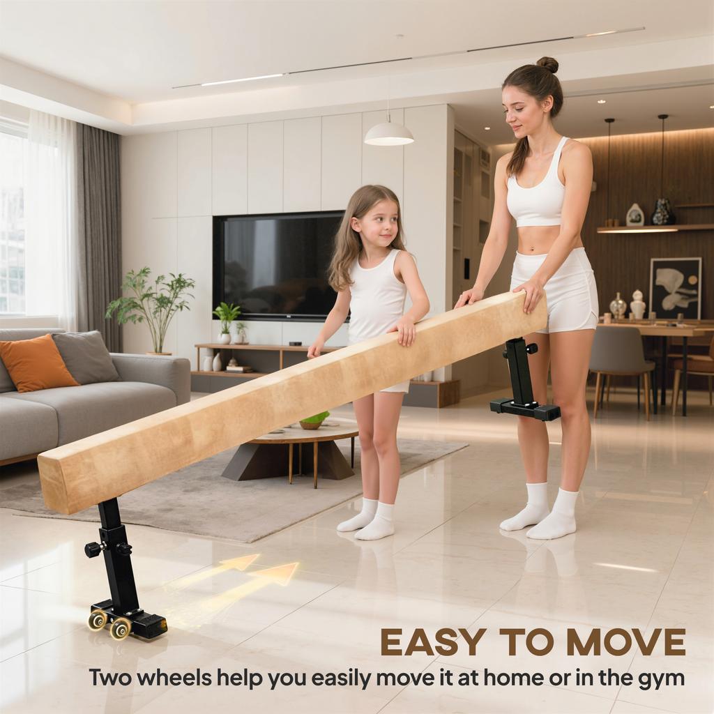 7.5ft Adjustable Balance Beam with Wheels for 6+ Years Old Training