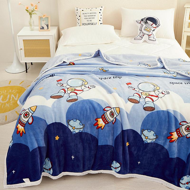 Cartoon Astronaut Blanket Space Rocket Planet Throw Blanket Gift for Girl Boys Super Warm Soft Plush Lightweight Flannel Blanket