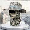 Sonnenhut Sturmhaube Vollgesichtsmasken-Set Breitkrempiger Fischerhut Sonnenschutz Angelkappe für Männer Frauen Angeln Wandern Camping