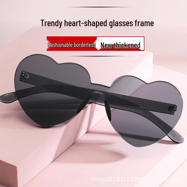 Heart-Shaped Frameless Peach Sunglasses: Perfect for Pool, Picnic, and Party