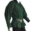 European and American Men's Retro Medieval Lace-Up Long Sleeve Loose-Fit Shirt