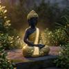 Solare Buddha Statue Licht Wetterfest Meditierend Gartenlampe Handgeschnitztes Aussehen für Hof,