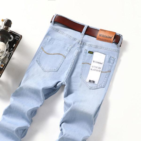 

Мужские джинсы прямого кроя, расслабленного силуэта, стрейч, на весну/лето, зауженные, выстиранные, повседневные 40