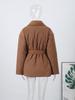 Women's Collar Tied Waistband Jacquard Thick Jacket Top