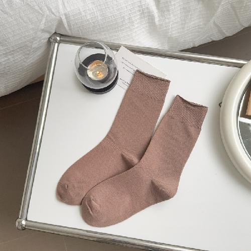 Simple Colored Women Socks Casual Breathable Ladies Korean Socks Plain Soft Daily Female Crew Socks Trendy Solid Color 2026 New