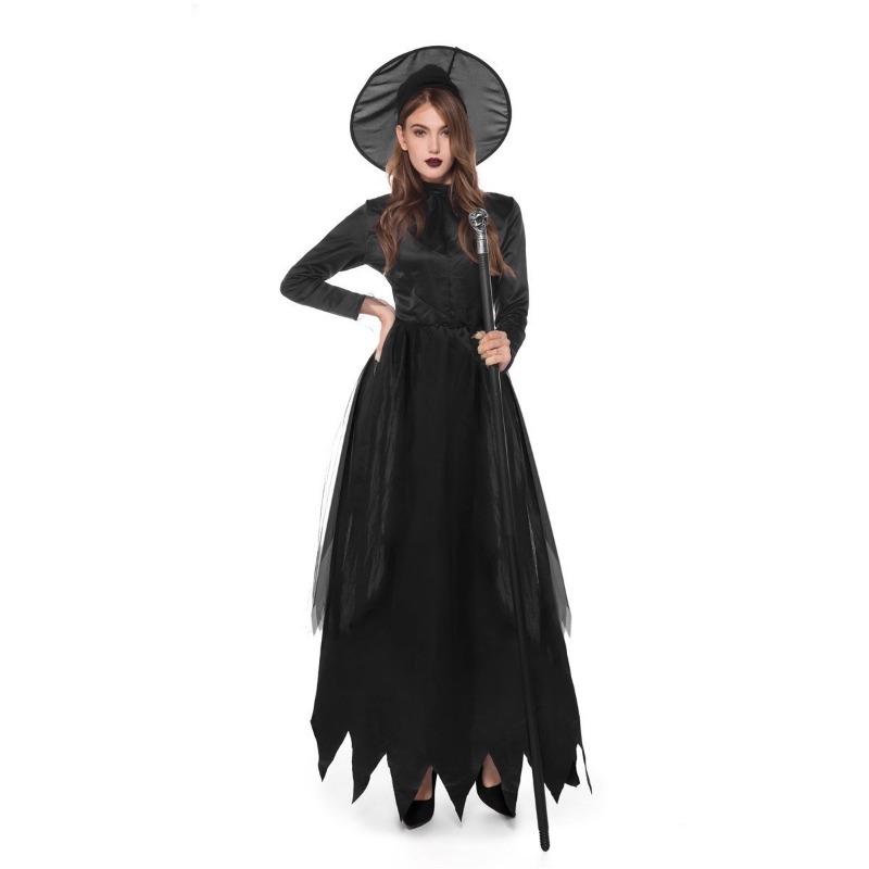 Halloween Black Wizard Wizard Robe Wicked Witch Adult Men's and Women's Stage Costumes