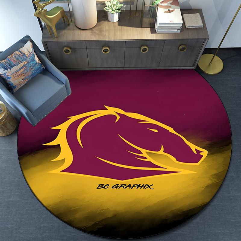 Brisbane Broncos Round Rug for Livingroom,Bedroom, Palyroom, Chair Rug, Area rug, Circle Carpet, Fan Christmas gift