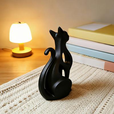 3D Printed Hollow Cat Figurine, Modern Abstract Sitting Kitten Statue, Artistic Animal Sculpture for Home Decoration, Gift for Cat Lovers