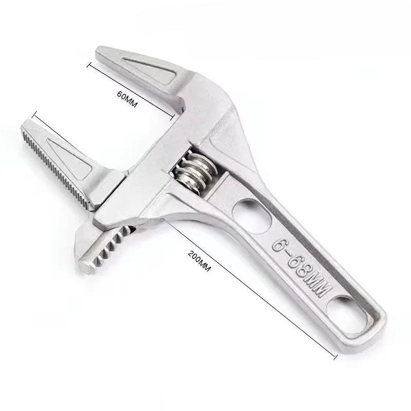 

Adjustable Bathroom Wrench - Aluminum Alloy Multifunctional Universal Spanner for Pipe Nut and Screw Removal Hand Tools серебряный