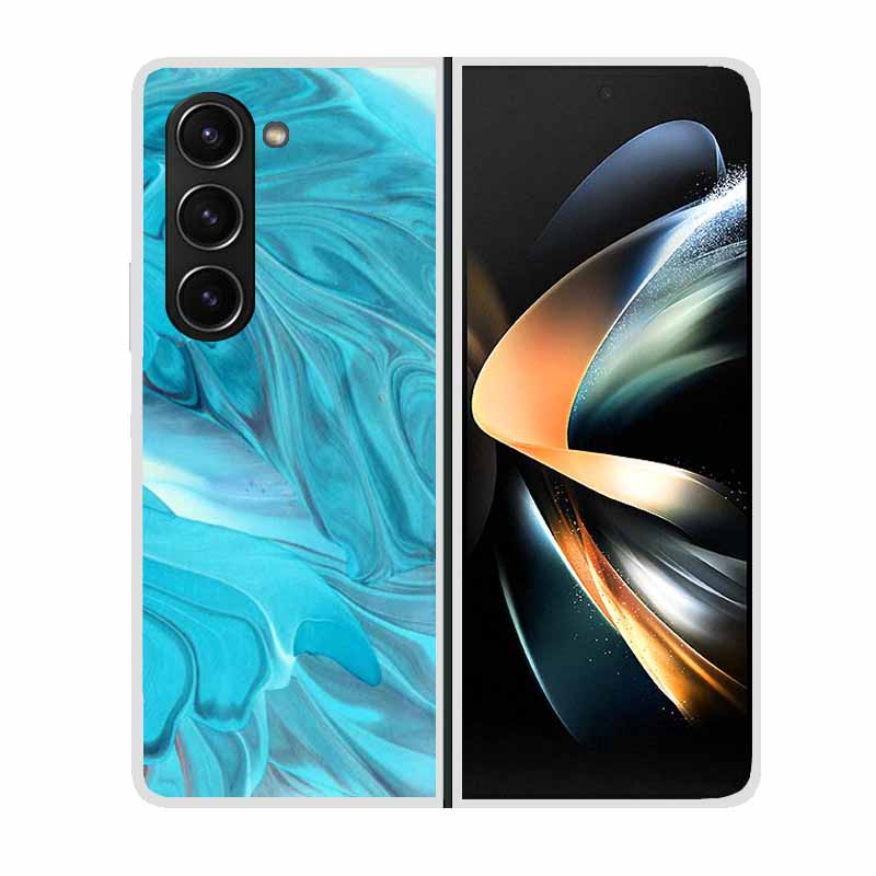 For Samsung Galaxy Z Fold 5 ZFold5 Cases Marble Transparent Shockproof Protection Hard Back Cover For Samsung Z Fold 5 5G Cases