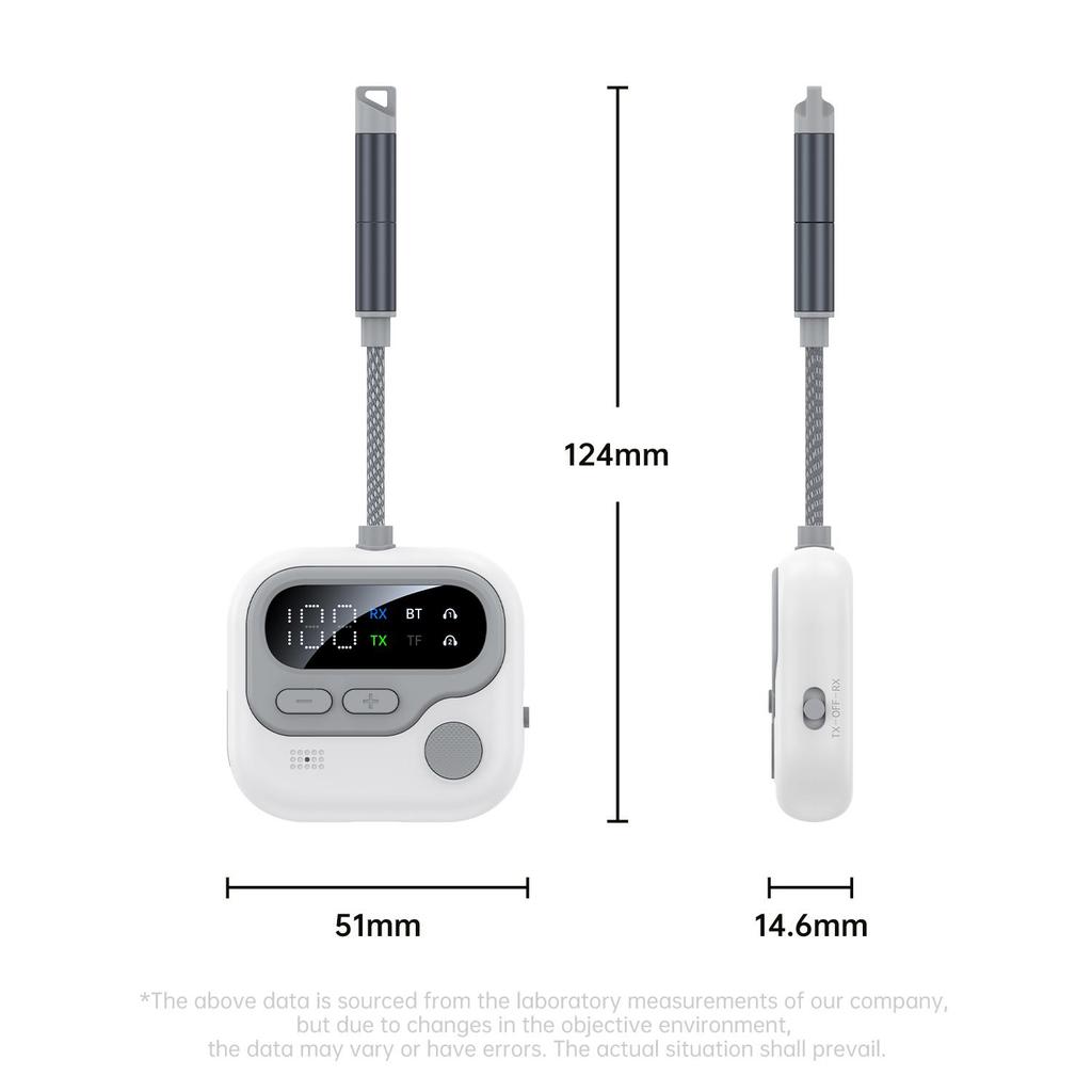 Nadajnik Odbiornik Audio Bluetooth 5.4 Adapter Bezprzewodowy 3.5MM AUX Obsługa Odtwarzania Karty TF Z Mikrofonem Do Samochodu Samolotu TV PC Głośnika Słuchawek