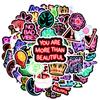 35 Stück Neon Positive Botschaften Aufkleber Retro Neon Schilder Lehrer Belohnungsaufkleber Lustige Aufkleber für Koffer Kühlschrank Handy Gepäck