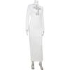 Women Hollow Out Solid Color Slim Fit Long Sleeve High Waist Bodycon Long Dress