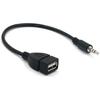 3.5mm AUX Audio Plug To USB A Female Car Audio Adapter Cable Converter for Car Stereos, GPS, CD, DVD Audio - Black