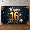 Złoty Motyw Znak Happy Birthday Baner Urodzinowy Dekoracja na 16. Urodziny do Wnętrz tło do zdjęć