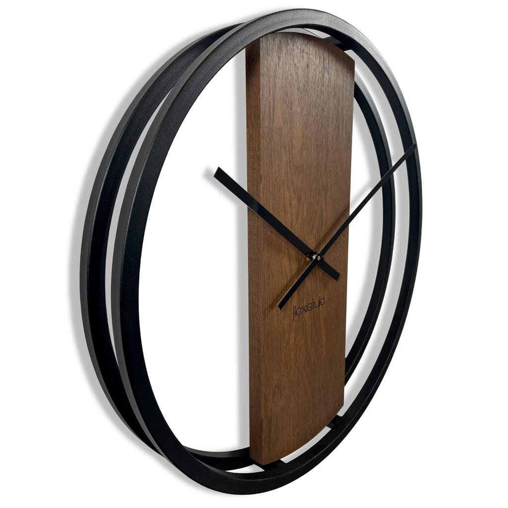 Wooden loft oval brown wall clock 50cm