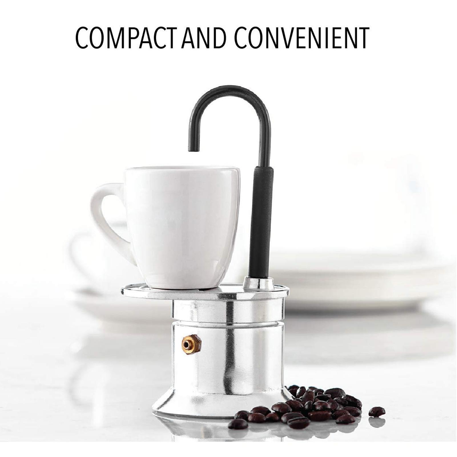 Single Tube Moka Pot 1 Cup 50ML Aluminum Alloy Spout Stovetop Italian Coffee Maker for Outdoor Parties Travel argento