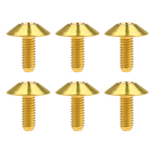 Yaruijia Titanium M4 M5 M6x/10/12/15/20/25 Bicycle and Motorcycle Conversion Bolts, 6 Pieces (Gold, M5x12mm)