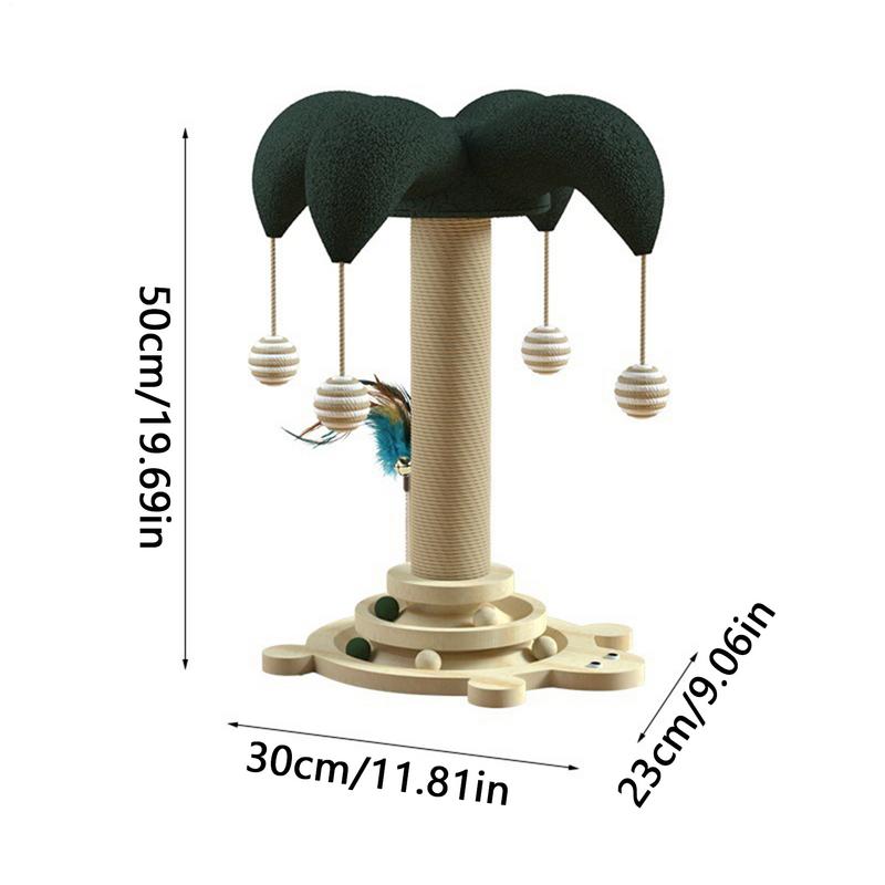 Cat Scratching Post Sisal Cat Scratching Toy Tree Built-In Rotatable Track And Rolling Ball Wear Resistant Climbing Furniture