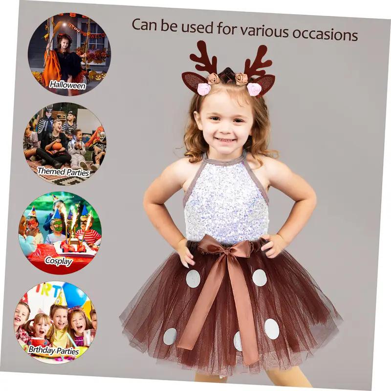 Pink Christmas Deer Tutu Skirt and Headband Set