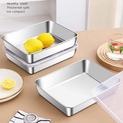 5pcs Stainless Steel Food Storage Box Fresh-keeping Box With Lid ,Rectangle Sausage Noodles Fruit Dish