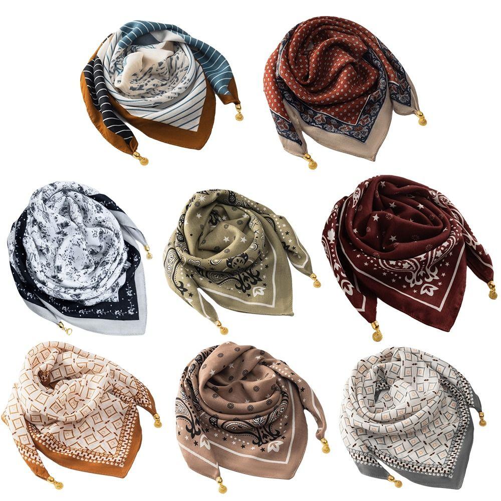 Magnetic Buckle Cotton Square Scarf Soft Cotton Hijab Wraps Fashion Headwear Soft Shawl  Girl Women