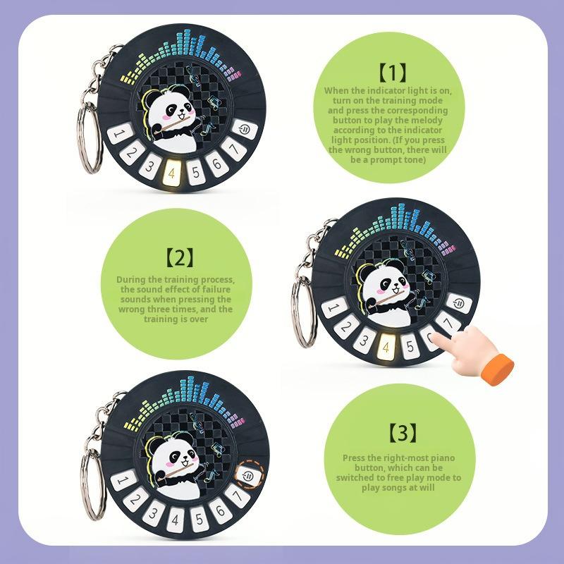 1Pc Small Piano Keychain Pendant Luminous Music Toy Playing Music Pronunciation Round Piano Xmas Holiday Present