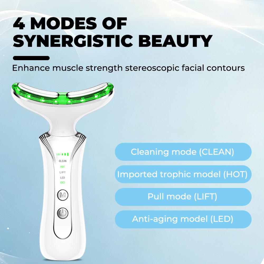 7 Color Light Beauty Device Microcurrent Face Neck Massager Firming Lifting Warm Compress Multimode Home Facial Beauty Instrument