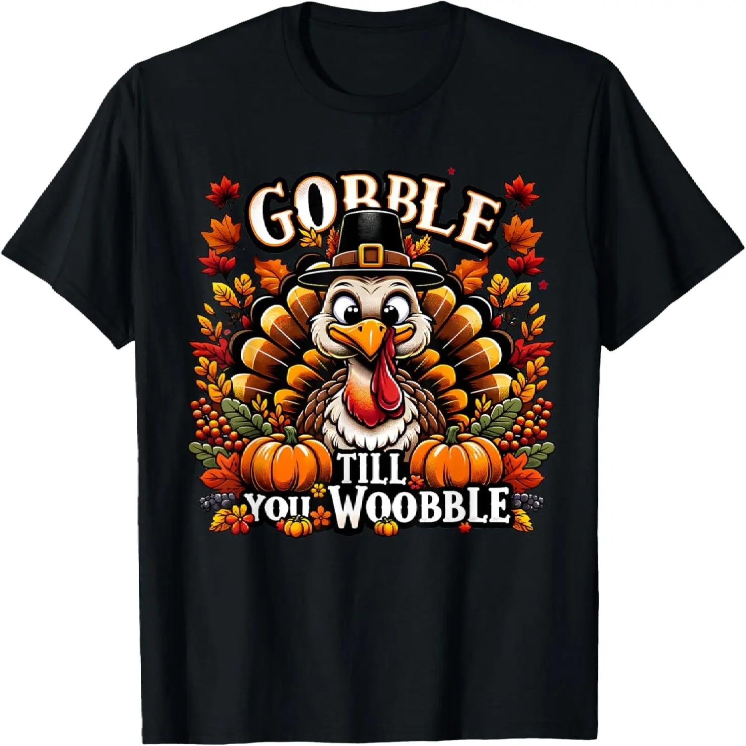 Gobble Till you Wobble Funny Thanksgiving Family Matching T-Shirt S