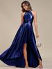 Ever-Pretty Women's Asymmetric Shiny Satin Halter Floor-Length High Low Evening Dress